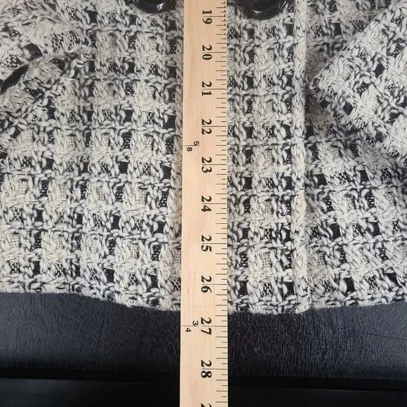 Via Spiga Wool Blend Mid Length Lined Belt Black/Cream Coat Jacket Women's Large - Picture 10 of 16